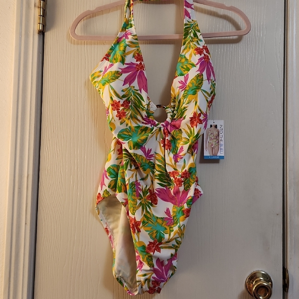 Floral Halter One Piece Swimsuit